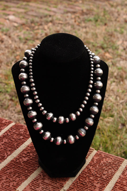 9mm/16mm Alternating Sterling Necklace